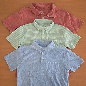 3 CREWCUTS SHORT SLEEVE POLO SHIRTS BOY - SIZE 10 - BLUE GREEN STRIPES RED